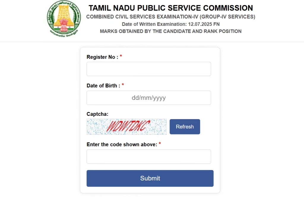TNPSC Group 4 Result 2025 Released-LOGIN