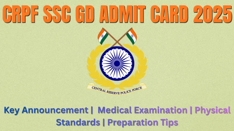 CRPF SSC GD Admit Card 2025 Download DVDME Hall Ticket Now